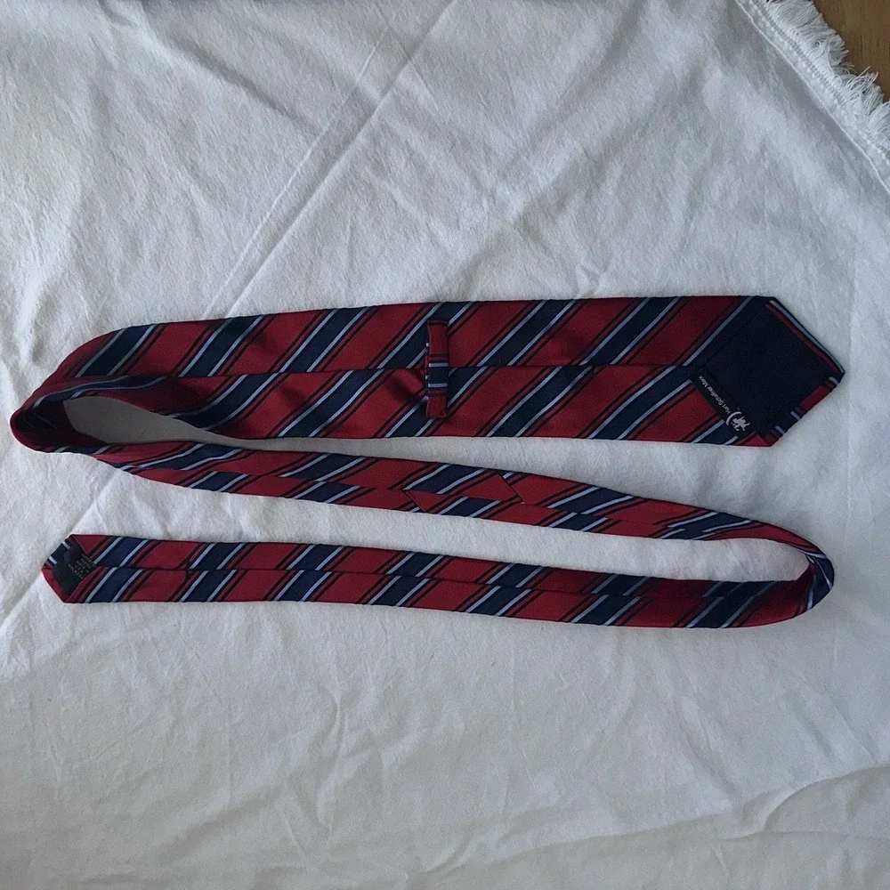 Hart Schaffner Silk Tie Mens Red Navy Striped